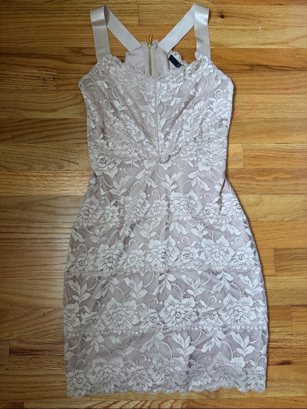 Guess Blush Lace Mini Dress. With back zipper. Like new. Size small.